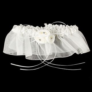 Delicate Satin and Tulle with Flowers Wedding Garter