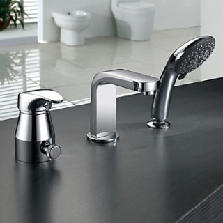 Chrome Finish Widespread Two Handles Contemporary Tub Faucet With Handshower