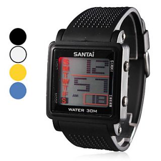 Mens Rubber LED Digital Wrist Watch (Assorted Colors)