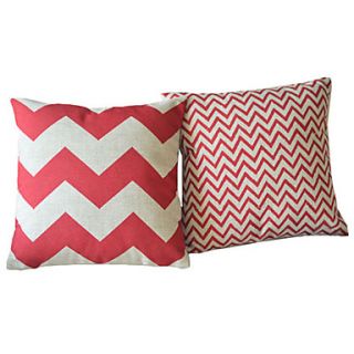 Set of 2 Modern Red Geometric Cotton/Linen Decorative Pillow Cover