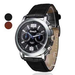Mens Casual Style PU Band Quartz Wrist Watch (Assorted Colors)