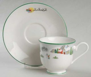 Lenox China Sleighride Footed Cup & Saucer Set, Fine China Dinnerware   Snow,Hou