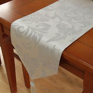 Classic Polyester Jacquard Grey Floral Table Runners