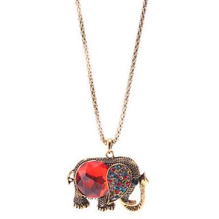 Angle Color Drilled Alloy Resin Elephant Necklace