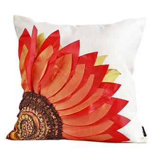 Country Red Flower Cotton Decorative Pillow Cover