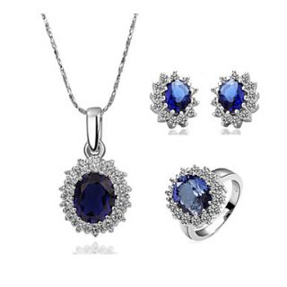 Unique 18K Plated With Crystal Womens Jewelry Set Including Necklace,Earrings,Ring