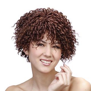 Capless Short Brown Curly High Quality Synthetic Wigs