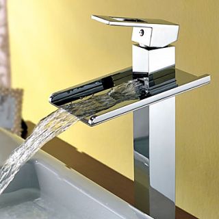 Contemporary Single Handle Waterfall Bathroom Sink Faucet(Chrome Finish)Tall