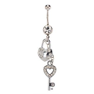 Lock And Key Combination Pendant Stainless Steel Navel Rings