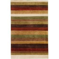 Hand knotted Multicolored Eau Claire Stripe Wool Rug (2 X 3)