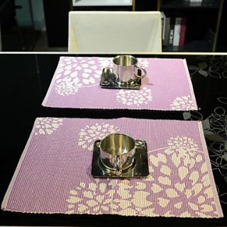 Set of 4 Purple Floral Cotton Placemat