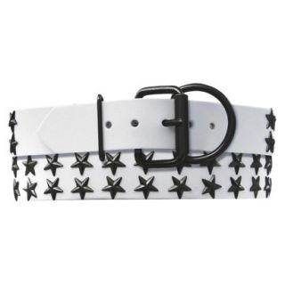 Platinum Pets White Genuine Leather Dog Collar with Stars   Black (20 24)