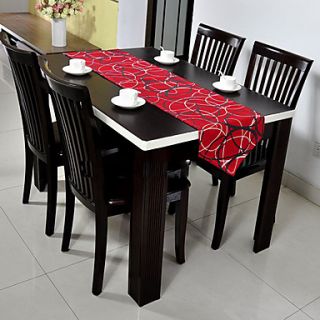 Red Curve Print Thicken Cotton Table Runner