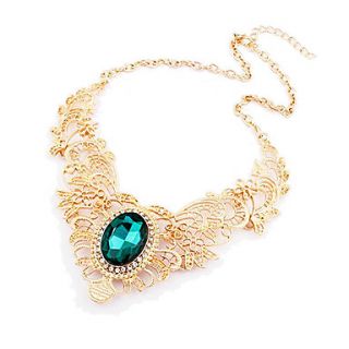 Womens Royal Hollow Big Ruby Short Necklace