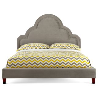 HAPPY CHIC BY JONATHAN ADLER Crescent Heights Velvet Upholstered Bed, Gray