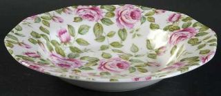 Rosina Queens Cottage Rose Rim Soup Bowl, Fine China Dinnerware   Pink Roses