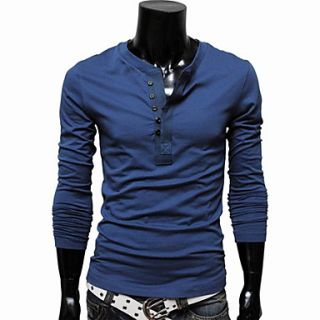 Mens Colorful Round Thin Long Sleeve T shirt