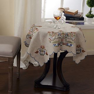 Linen Colorful Embroidery Floral Table Cloths