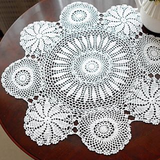 Handmade Crocheted White Vintage Look Table Cloth