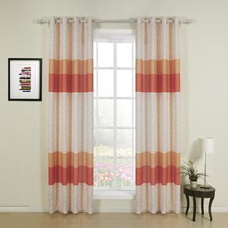 (One Pair) Orange Print Contemporary Window Curtain