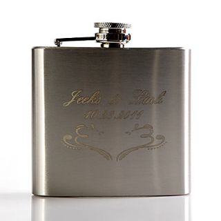 Personalized Metal 5 oz Flask   Simple tracery