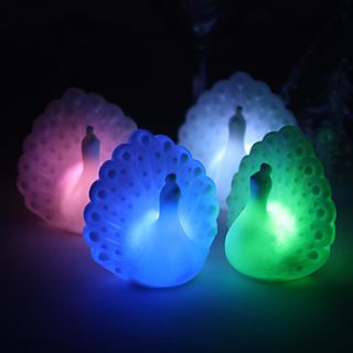 Pretty Vinyl Peacock LED Lamp   Set of 4 (Color Changing, Built in Botton Cell)