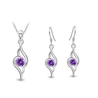 18K Lovely Plated With Purple Diamond Womens Including Necklaces Earring