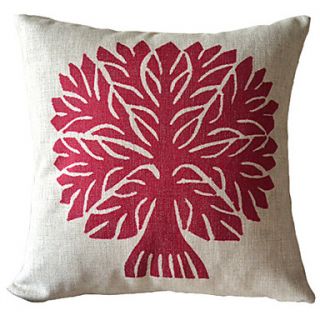 Classic Red Tree Cotton/Linen Decorative Pillow Cover