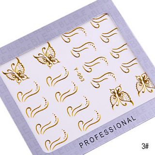 5PCS Golden Water Transfer Printing Nail Stickers NO.1(Assorted Colors)