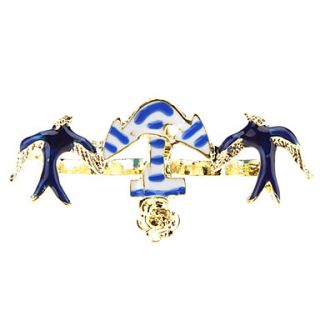 Navy Swallow Anchor Double Finger Ring