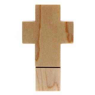 2GB Fashionable Design Wooden Cross Shaped USB Flash Drive (Brown)