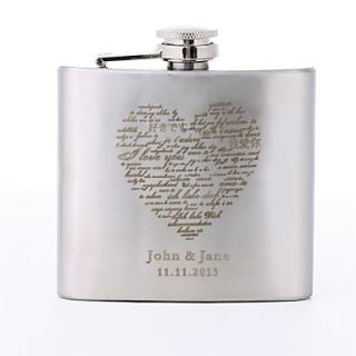 Personalized Heart Design Stainless Steel 5 oz Flask