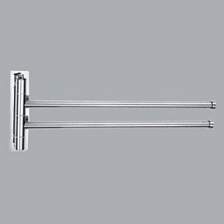 Contemporary Style Chrome Finish Brass Wall Mounted Towel Bars (2 Bars)