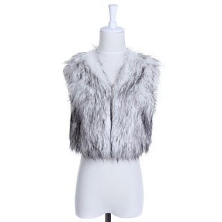 Collarless Faux Fur Casual/Party Vest