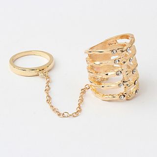 Cool Gold Plated Alloy Zircon Multi row Rings
