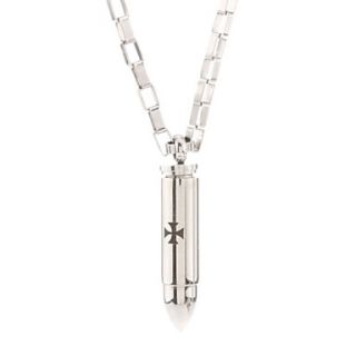 Mens Bullet Stainless Steel Pendant Necklace
