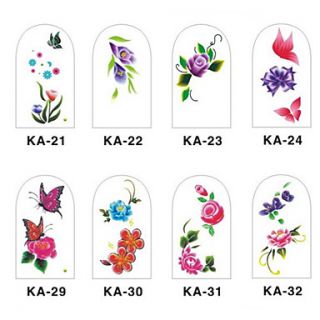 12PCS 3D Full cover Nail Art Stickers Flower Series(NO.4,Assorted Color)