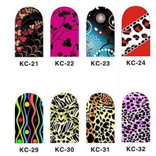 12PCS 3D Full cover Nail Art Stickers Flash Powder Flower Series(NO.4,Assorted Color)