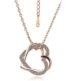 Zircon Double Hearts Gold Plated Pattern Necklace(Assorted Colors)
