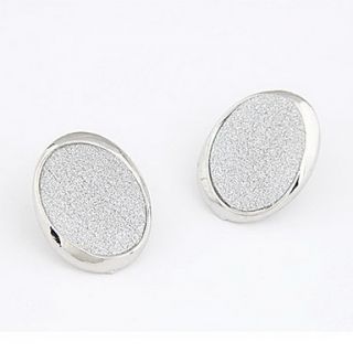 Silver Pltaed Alloy Oval Pattern Earrings