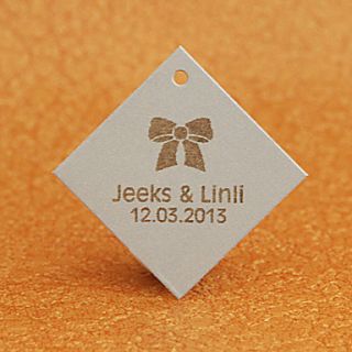 Personalized Rhombus Favor Tag   Silver (Set of 30)