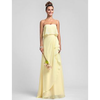 Sheath/Column Strapless Chiffon Bridesmaid Dress