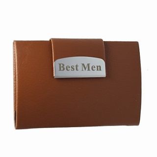 Personalized Business Card Holder With Brown Leatherette Cover