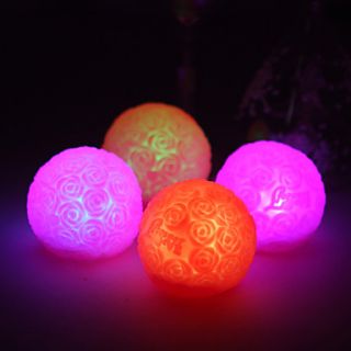 Pertty Vinyl Rose Ball LED Lamp   Set of 4 (Color Changing, Built in Botton Cell)