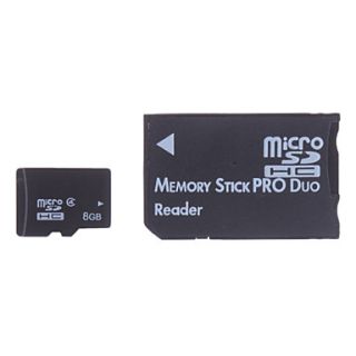 8GB Micro SD/TF SDHC Memory Card and Micro SD SDHC to MS Adapter