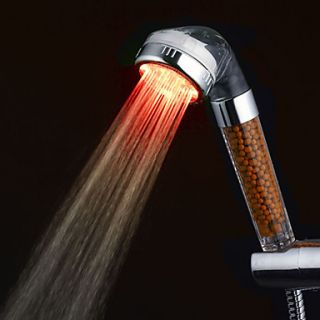 Contemporary Chrome Finish Thermochromic Water Purification LED Showerhead