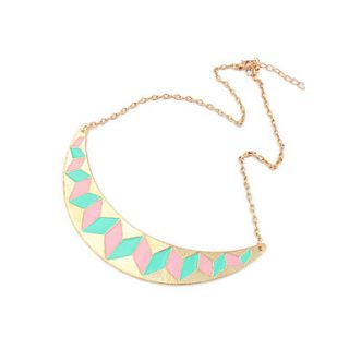 Punk Style Vintage Gold Plated Allpy Acrylic Crescent Pendant Necklace(Assorted Colors)