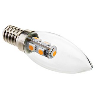 E14 1W 60 70LM 7x5050SMD 2800 3200K Warm White Light LED Candle Bulb(220 250V)