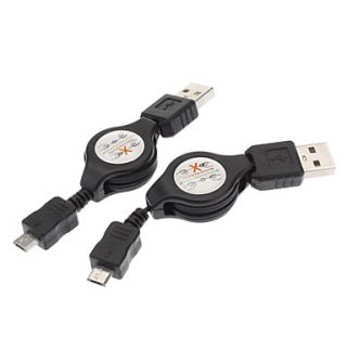 Retractable USB Charging Cable for Samsung Galaxy S4 I9500 and others (2 Piece Pack)