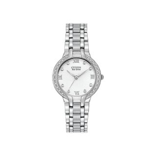 Citizen Eco Drive Bella Womens Diamond Accent Silver Tone Watch EM0120 58A